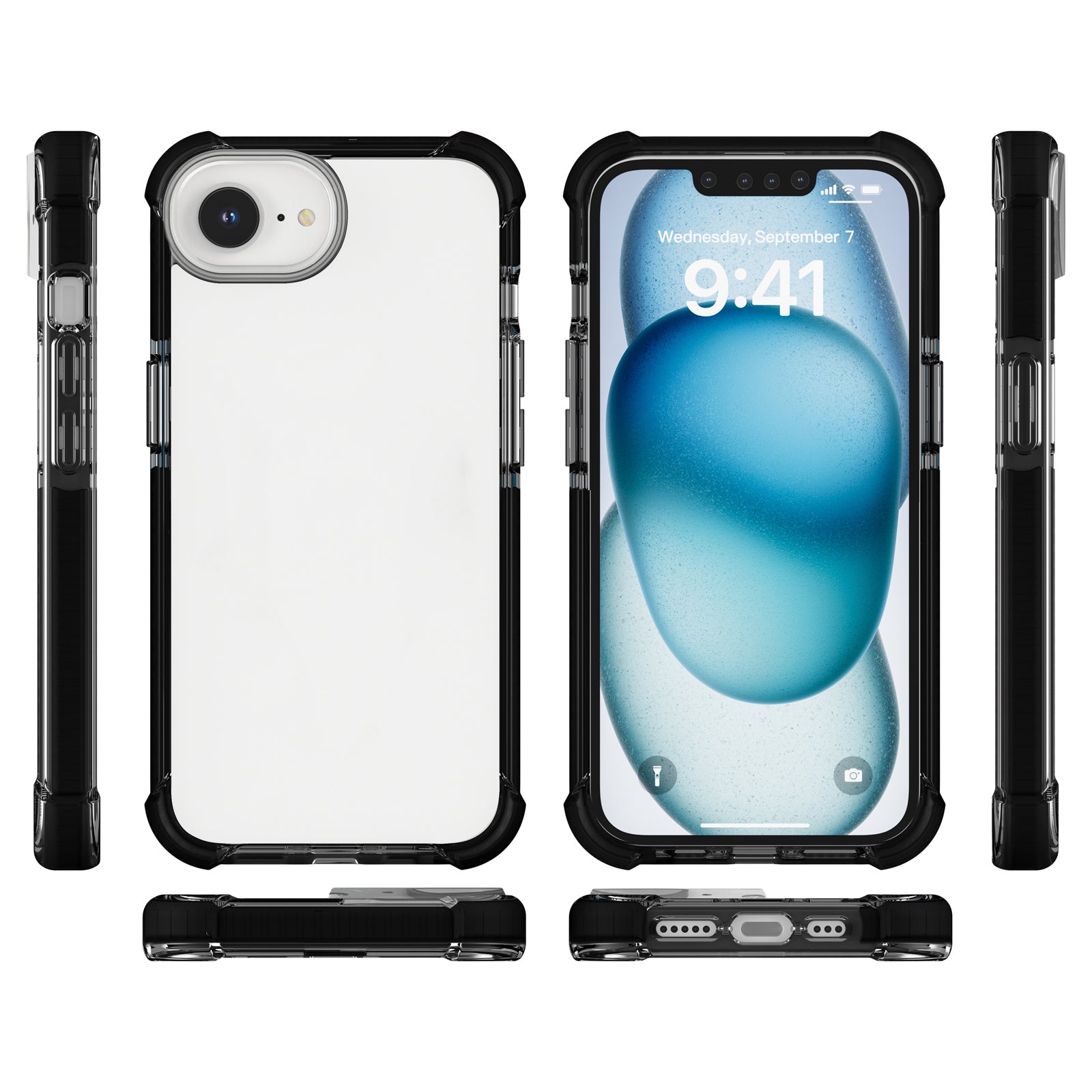 For-iPhone-16e-/-17e-Acrylic-Full-Coverage-Shockproof-Phone-Case(Black)