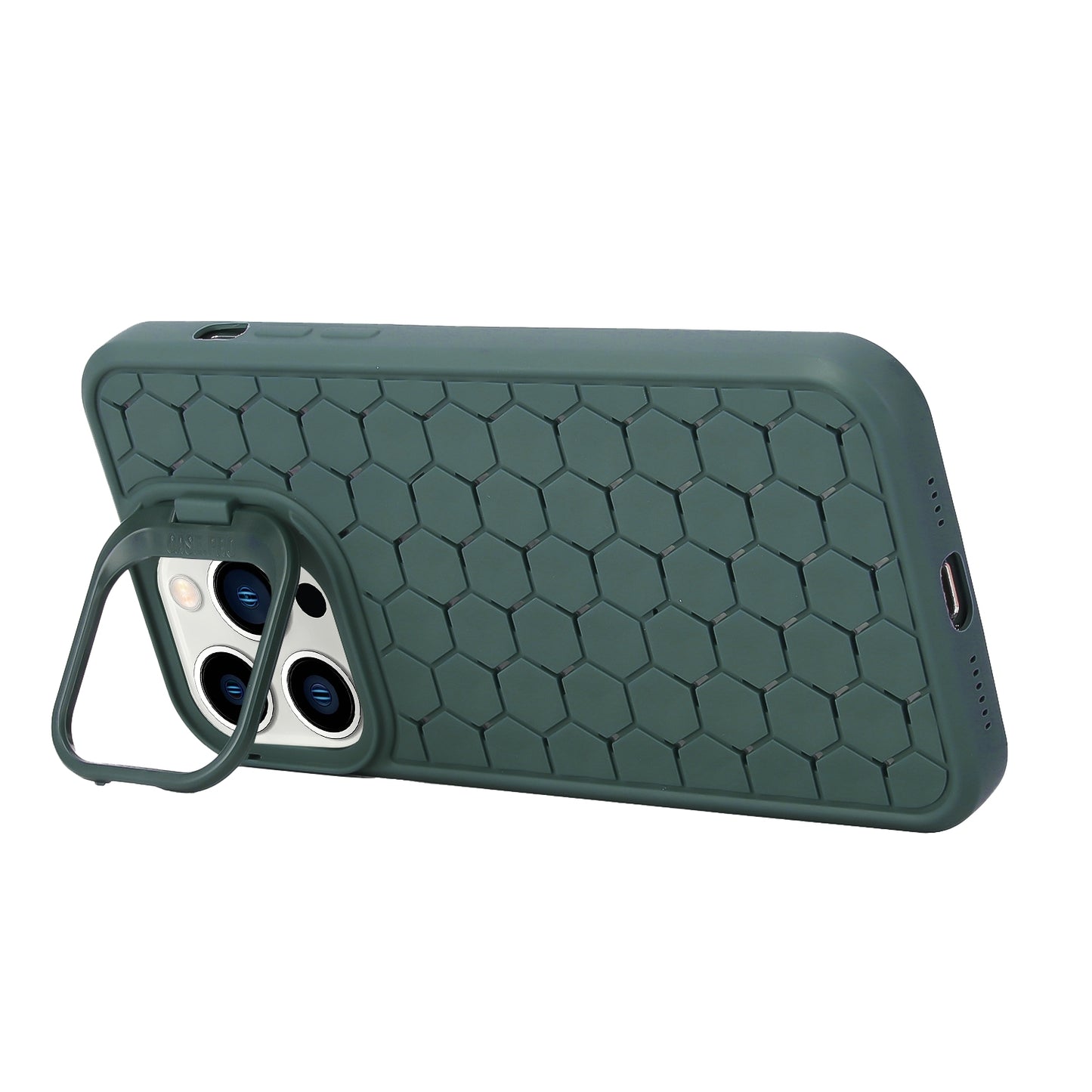 For-iPhone-16-Pro-Honeycomb-Radiating-Lens-Holder-TPU-Phone-Case(Green)