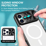 For-iPhone-16-Pro-Clear-Acrylic-+-PC-+-TPU-MagSafe-Lens-Sliding-Cover-Full-Coverage-Phone-Case(Black)