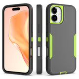For-iPhone-16-Plus-2-in-1-PC-Hybrid-TPU-Phone-Case(Gray+Fluorescent-Green)