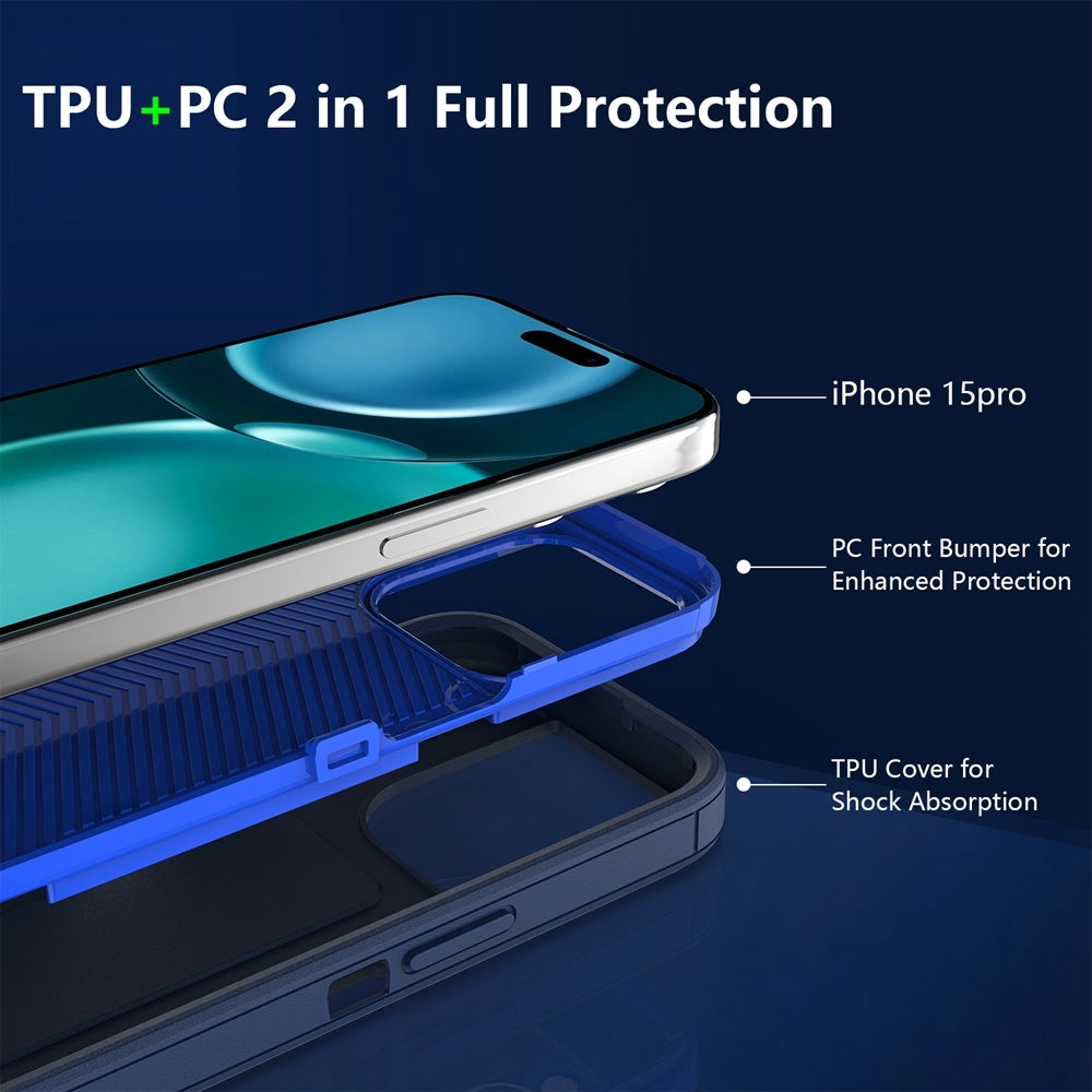 For-iPhone-16-Plus-2-in-1-PC-Hybrid-TPU-Phone-Case(Gray+Fluorescent-Green)