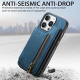 For-iPhone-16-Pro-Retro-Leather-Zipper-Wallet-Back-Phone-Case(Blue)