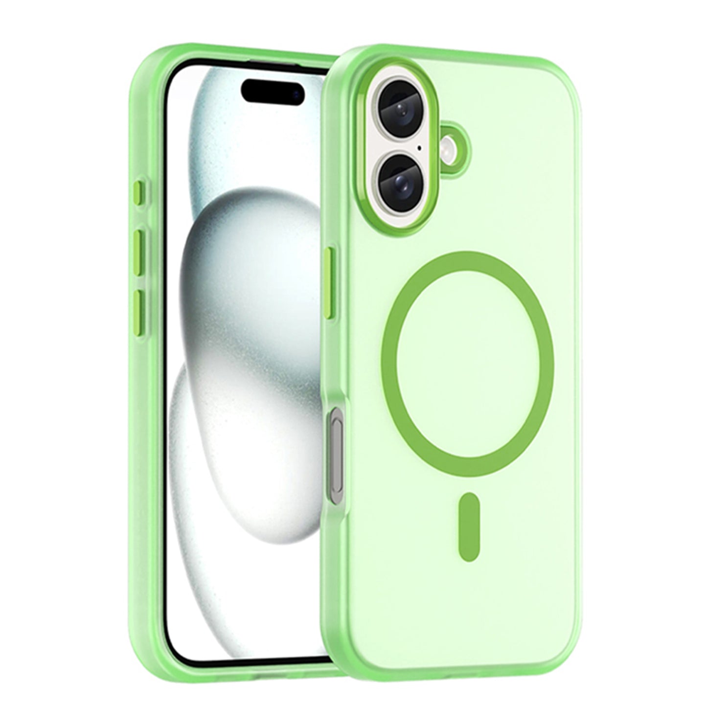 For-iPhone-16-MagSafe-Frosted-Translucent-TPU-+-PC-Full-Coverage-Phone-Case(Green)