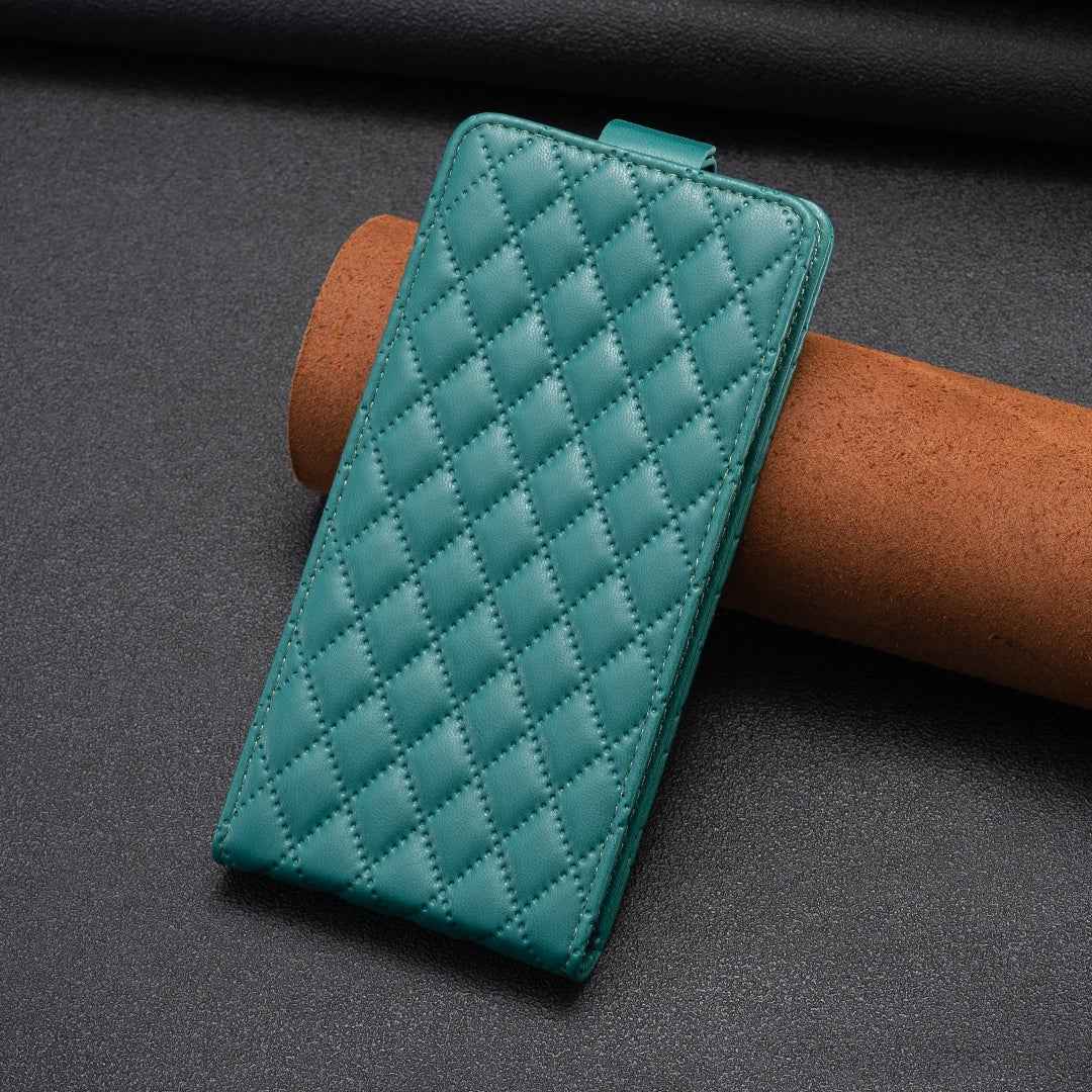 For-iPhone-16-Pro-Diamond-Lattice-Vertical-Flip-Leather-Phone-Case(Green)