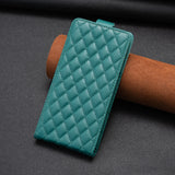 For-iPhone-16-Pro-Diamond-Lattice-Vertical-Flip-Leather-Phone-Case(Green)