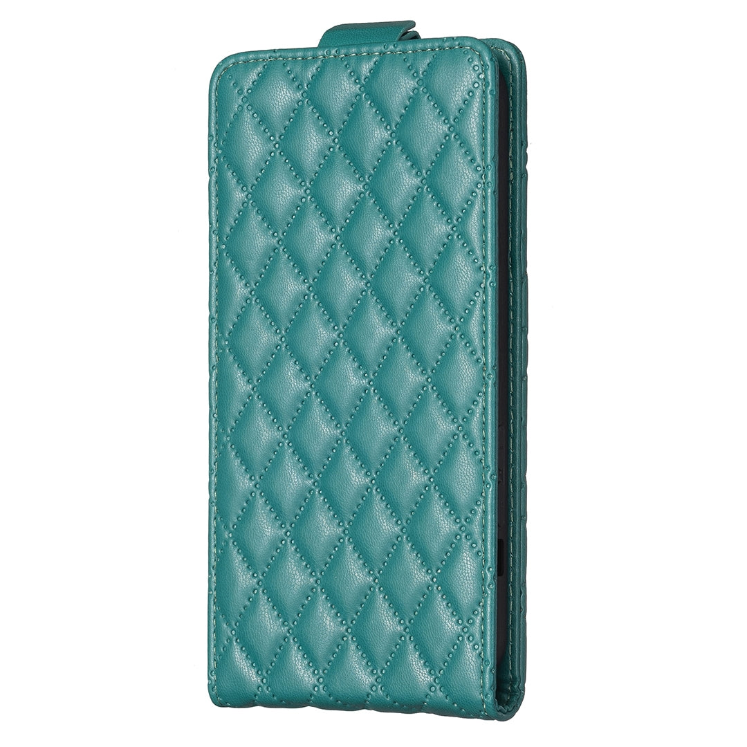 For-iPhone-16-Pro-Diamond-Lattice-Vertical-Flip-Leather-Phone-Case(Green)