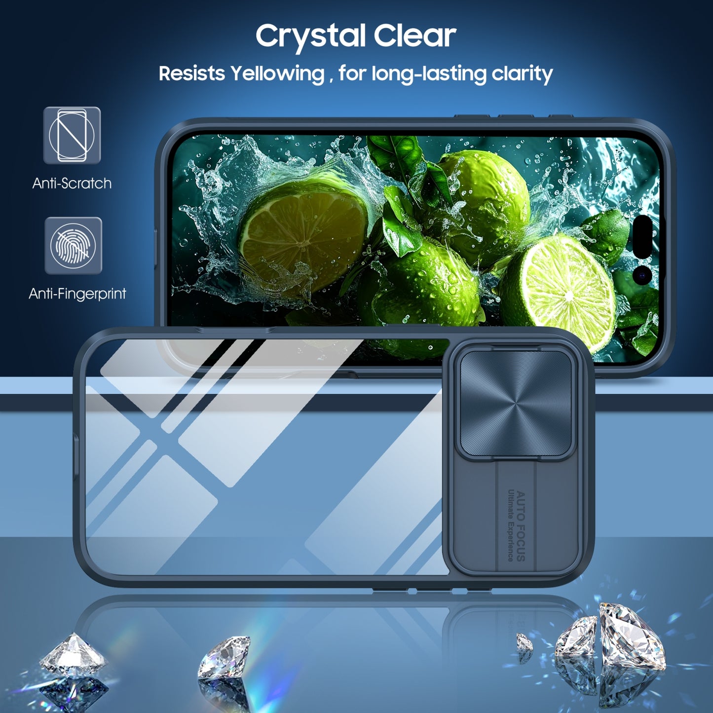 For-iPhone-16-Sliding-Camshield-Acrylic-Hybrid-TPU-Phone-Case(Navy-Blue)