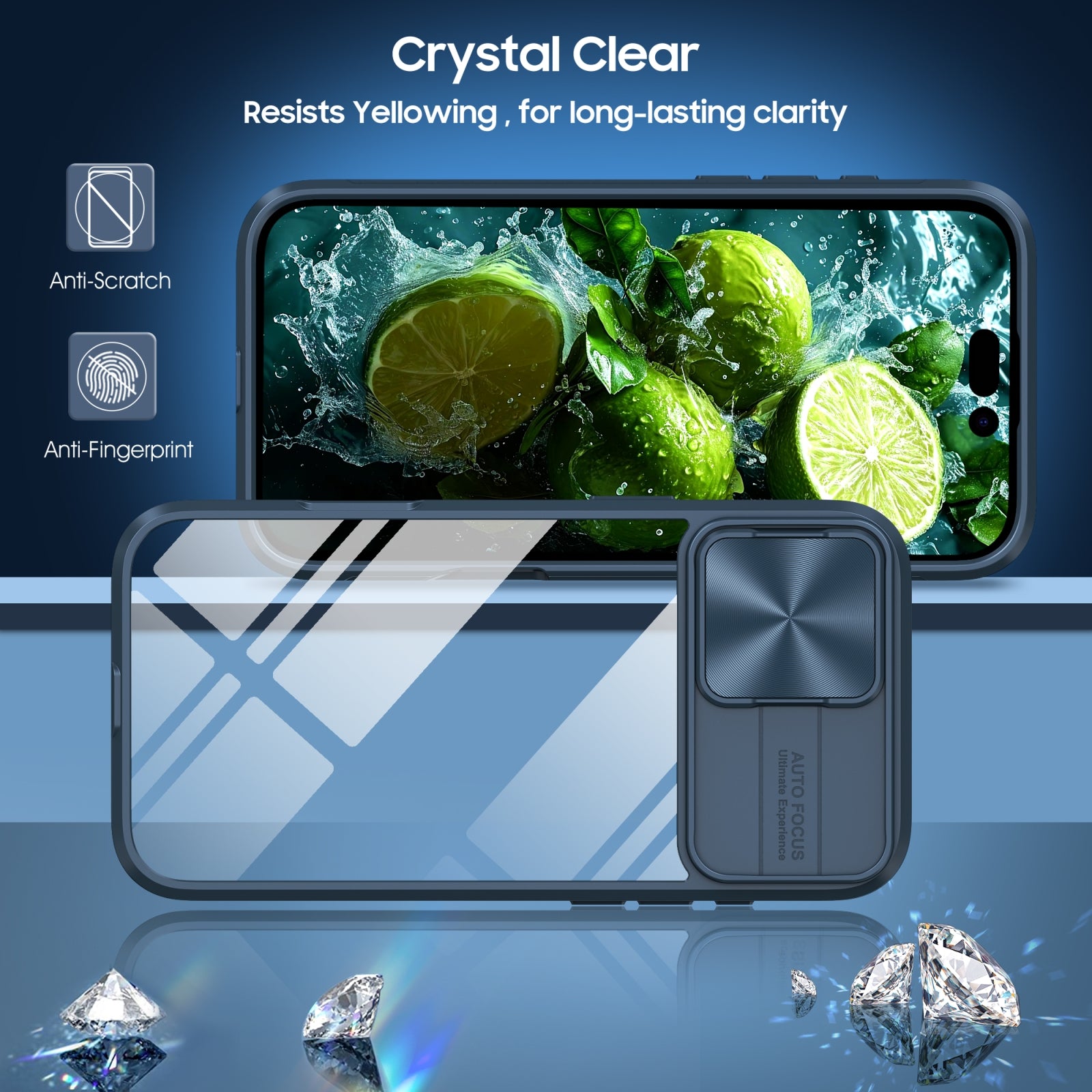 For-iPhone-16-Sliding-Camshield-Acrylic-Hybrid-TPU-Phone-Case(Navy-Blue)