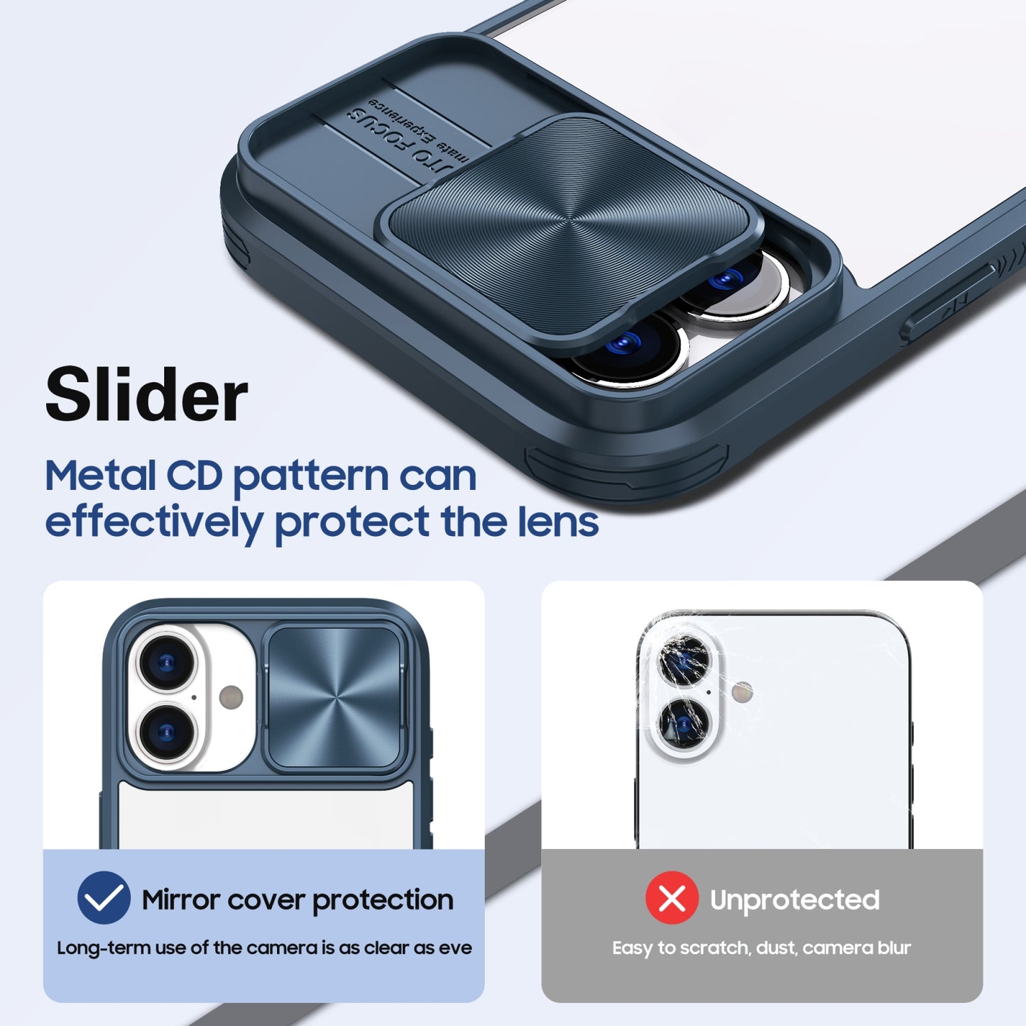 For-iPhone-16-Sliding-Camshield-Acrylic-Hybrid-TPU-Phone-Case(Navy-Blue)