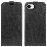 For-iPhone-17e-/-16e-R64-Texture-Single-Vertical-Flip-Leather-Phone-Case(Black)