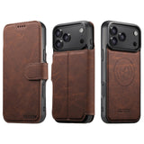 For-iPhone-17-Pro-Max-Suteni-Q05-2-in-1-Multi-function-MagSafe-Wallet-Litchi-Leather-Phone-Case(Brown)