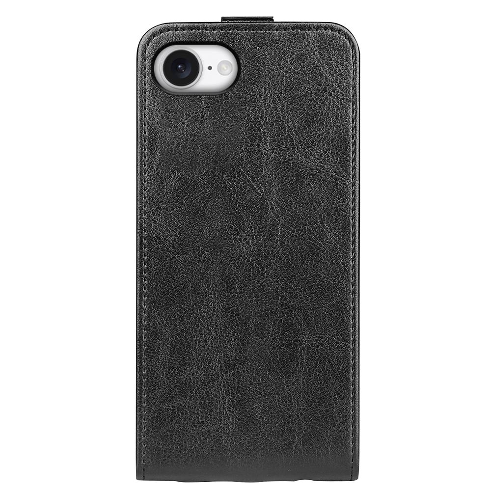 For-iPhone-17e-/-16e-R64-Texture-Single-Vertical-Flip-Leather-Phone-Case(Black)