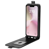 For-iPhone-17e-/-16e-R64-Texture-Single-Vertical-Flip-Leather-Phone-Case(Black)