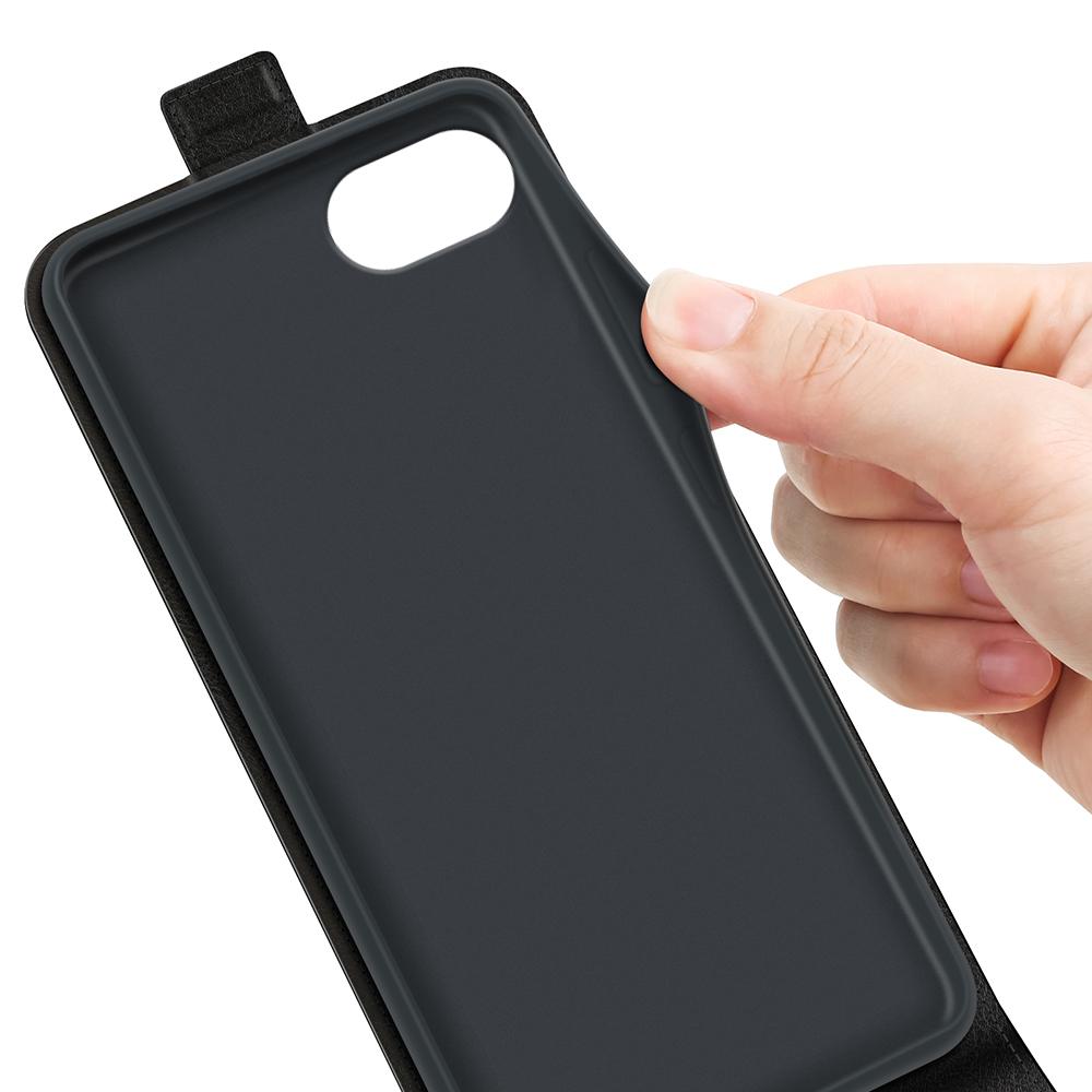 For-iPhone-17e-/-16e-R64-Texture-Single-Vertical-Flip-Leather-Phone-Case(Black)