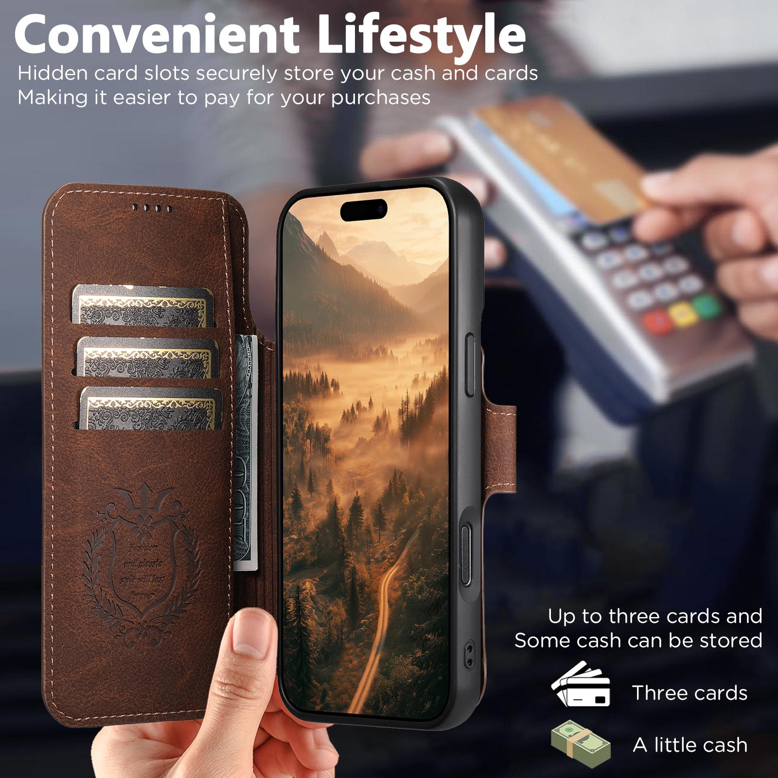 For-iPhone-17-Pro-Max-Suteni-Q05-2-in-1-Multi-function-MagSafe-Wallet-Litchi-Leather-Phone-Case(Brown)