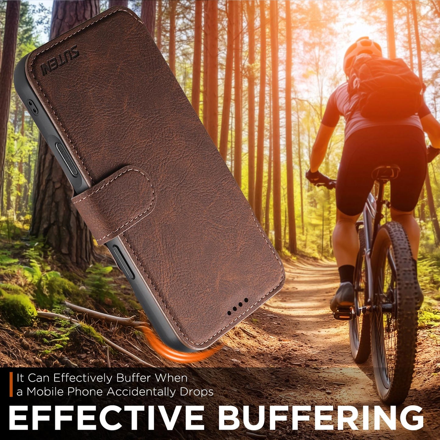For-iPhone-17-Pro-Max-Suteni-Q05-2-in-1-Multi-function-MagSafe-Wallet-Litchi-Leather-Phone-Case(Brown)