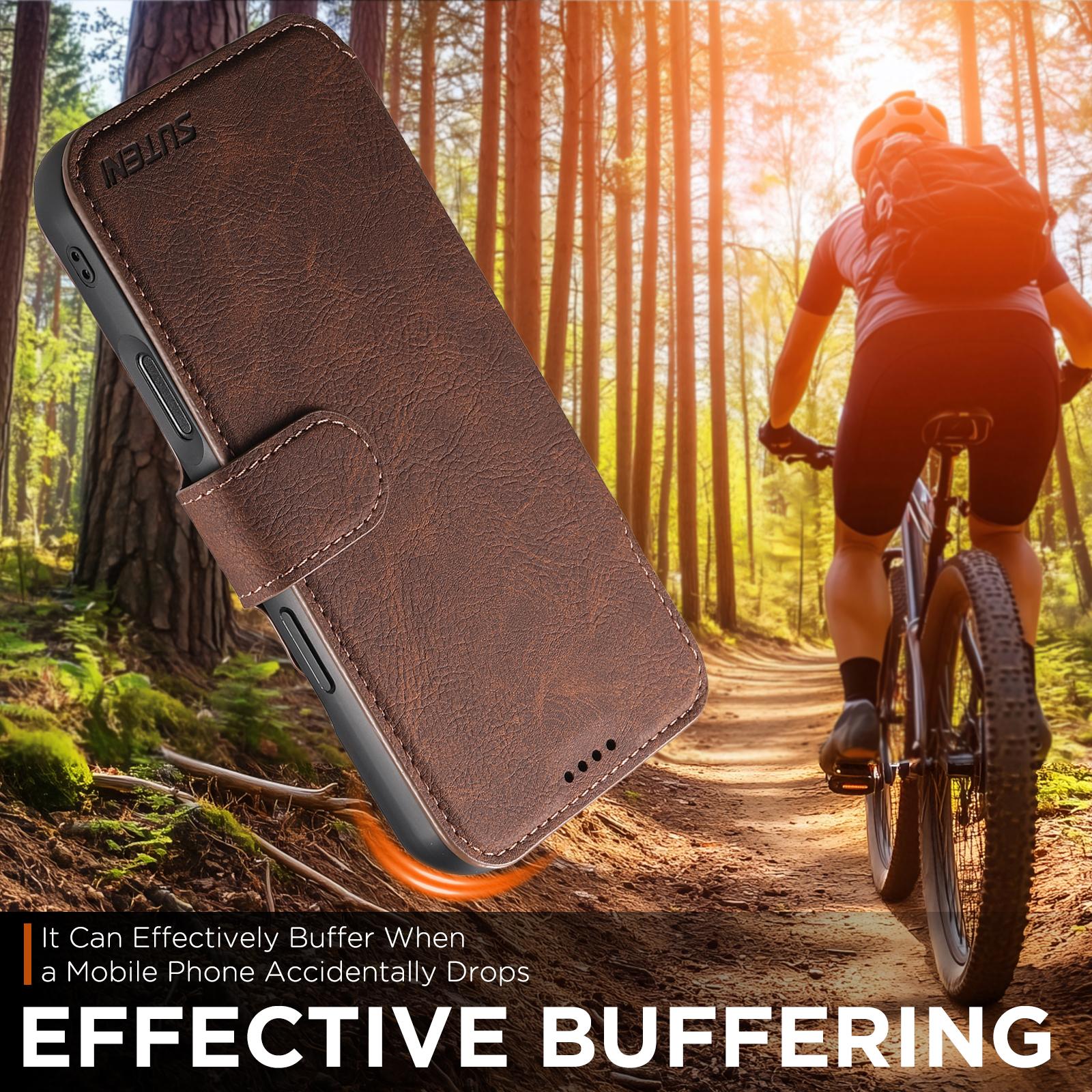 For-iPhone-17-Pro-Max-Suteni-Q05-2-in-1-Multi-function-MagSafe-Wallet-Litchi-Leather-Phone-Case(Brown)