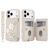 For-iPhone-17-Pro-Max-Crossbody-Flower-Pattern-Leather-Phone-Case(White)