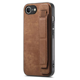 For-iPhone-17e-/-16e-Retro-Wristband-Holder-Leather-Back-Phone-Case(Brown)