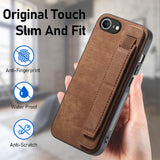 For-iPhone-17e-/-16e-Retro-Wristband-Holder-Leather-Back-Phone-Case(Brown)