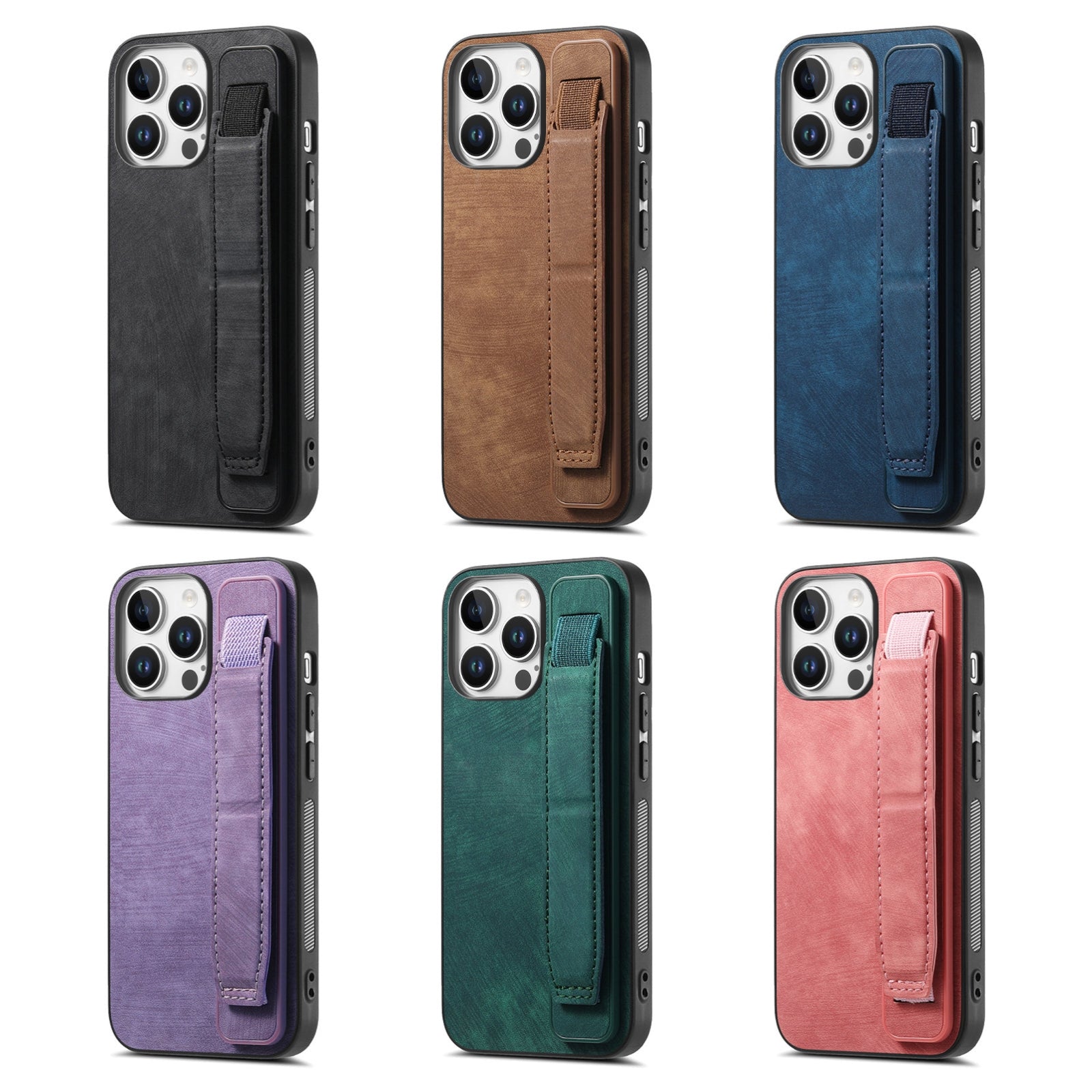 For-iPhone-17e-/-16e-Retro-Wristband-Holder-Leather-Back-Phone-Case(Brown)