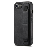 For-iPhone-17e-/-16e-Retro-Wristband-Holder-Leather-Back-Phone-Case(Black)