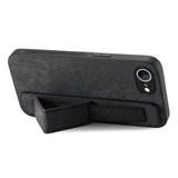 For-iPhone-17e-/-16e-Retro-Wristband-Holder-Leather-Back-Phone-Case(Black)