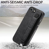 For-iPhone-17e-/-16e-Retro-Wristband-Holder-Leather-Back-Phone-Case(Black)
