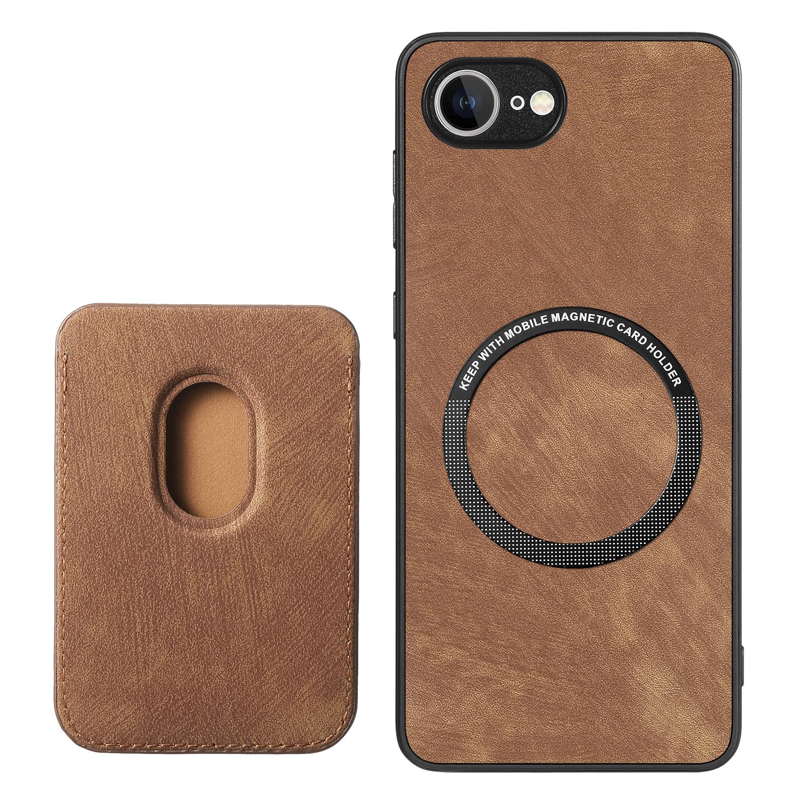 For-iPhone-17e-/-16e-Retro-Leather-Card-Bag-Magnetic-Phone-Case(Brown)