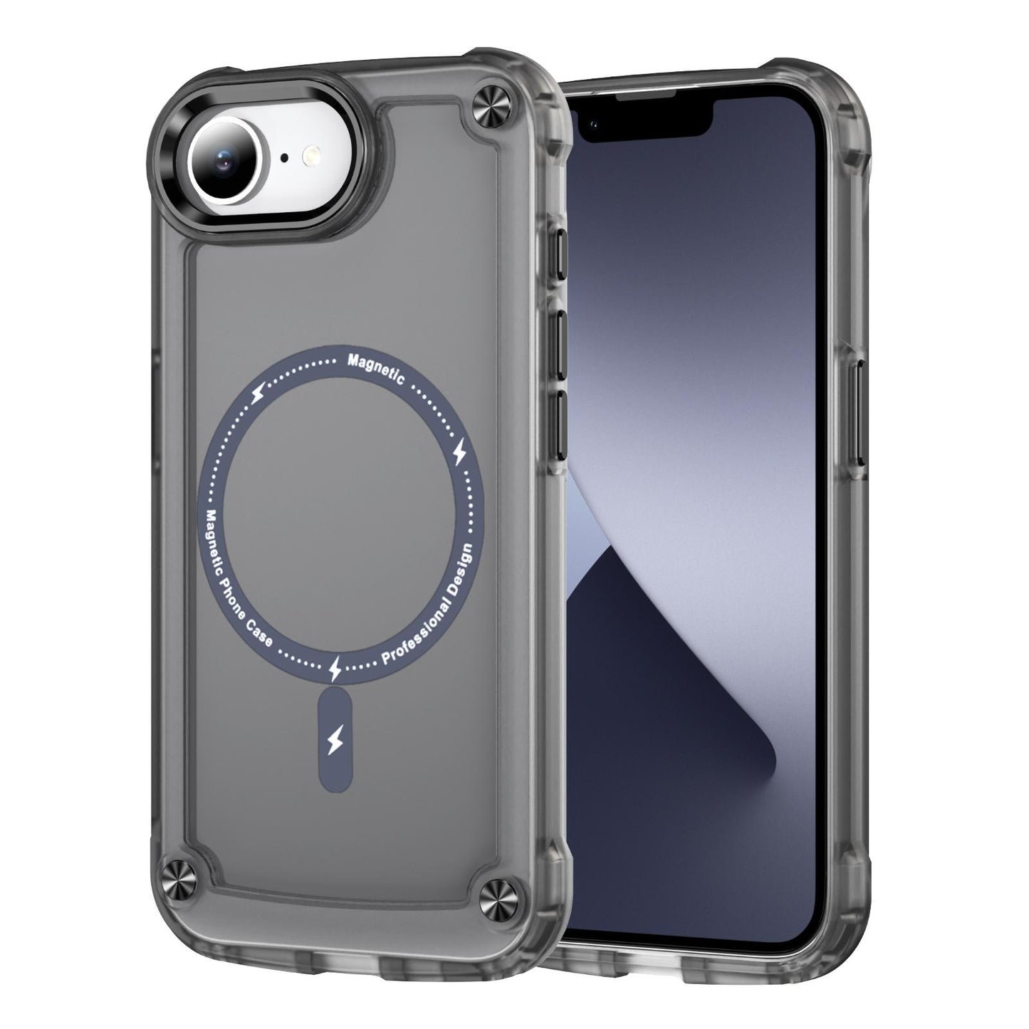 For-iPhone-17e-/-16e-Skin-Feel-TPU-+-PC-MagSafe-Magnetic-Phone-Case(Transparent-Black)