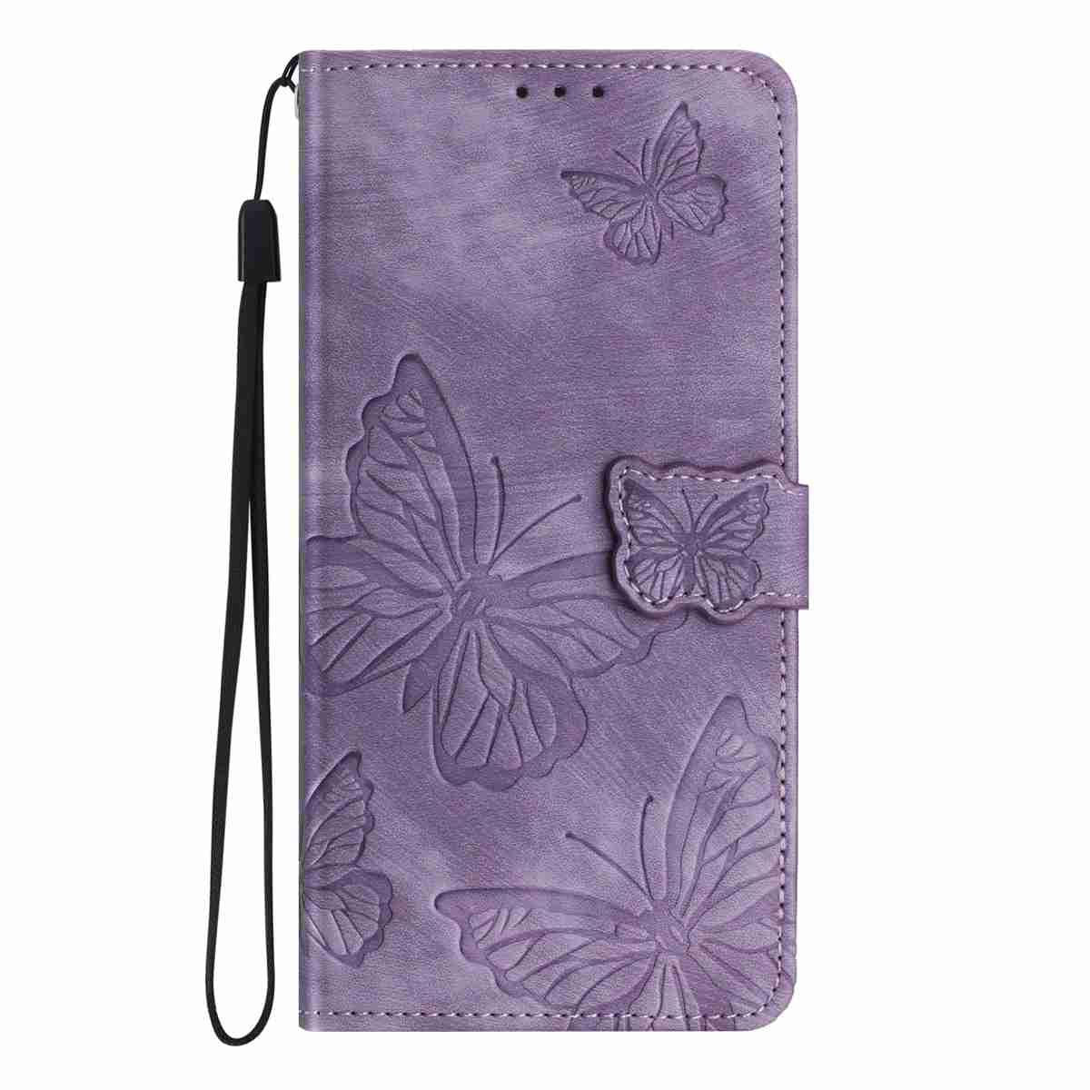 For-iPhone-17-Pro-Max-Skin-feel-Embossed-Butterfly-Leather-Phone-Case(Purple)
