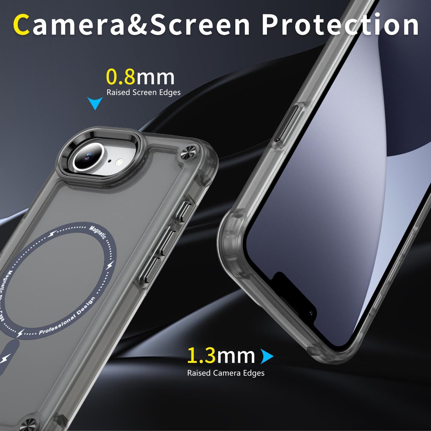 For-iPhone-17e-/-16e-Skin-Feel-TPU-+-PC-MagSafe-Magnetic-Phone-Case(Transparent-Black)