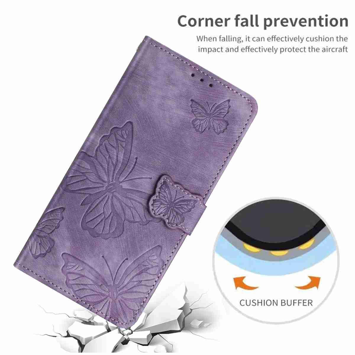 For-iPhone-17-Pro-Max-Skin-feel-Embossed-Butterfly-Leather-Phone-Case(Purple)
