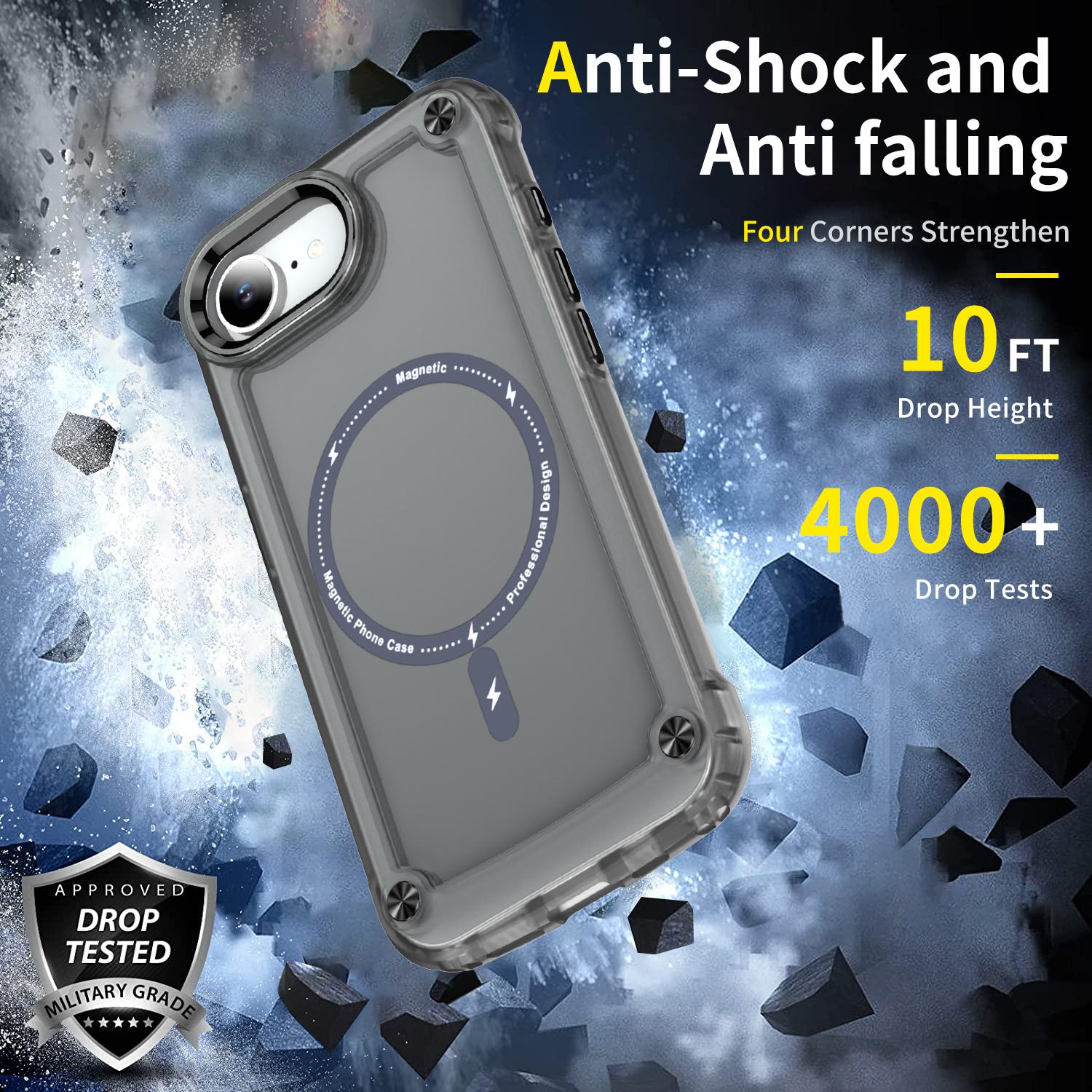 For-iPhone-17e-/-16e-Skin-Feel-TPU-+-PC-MagSafe-Magnetic-Phone-Case(Transparent-Black)