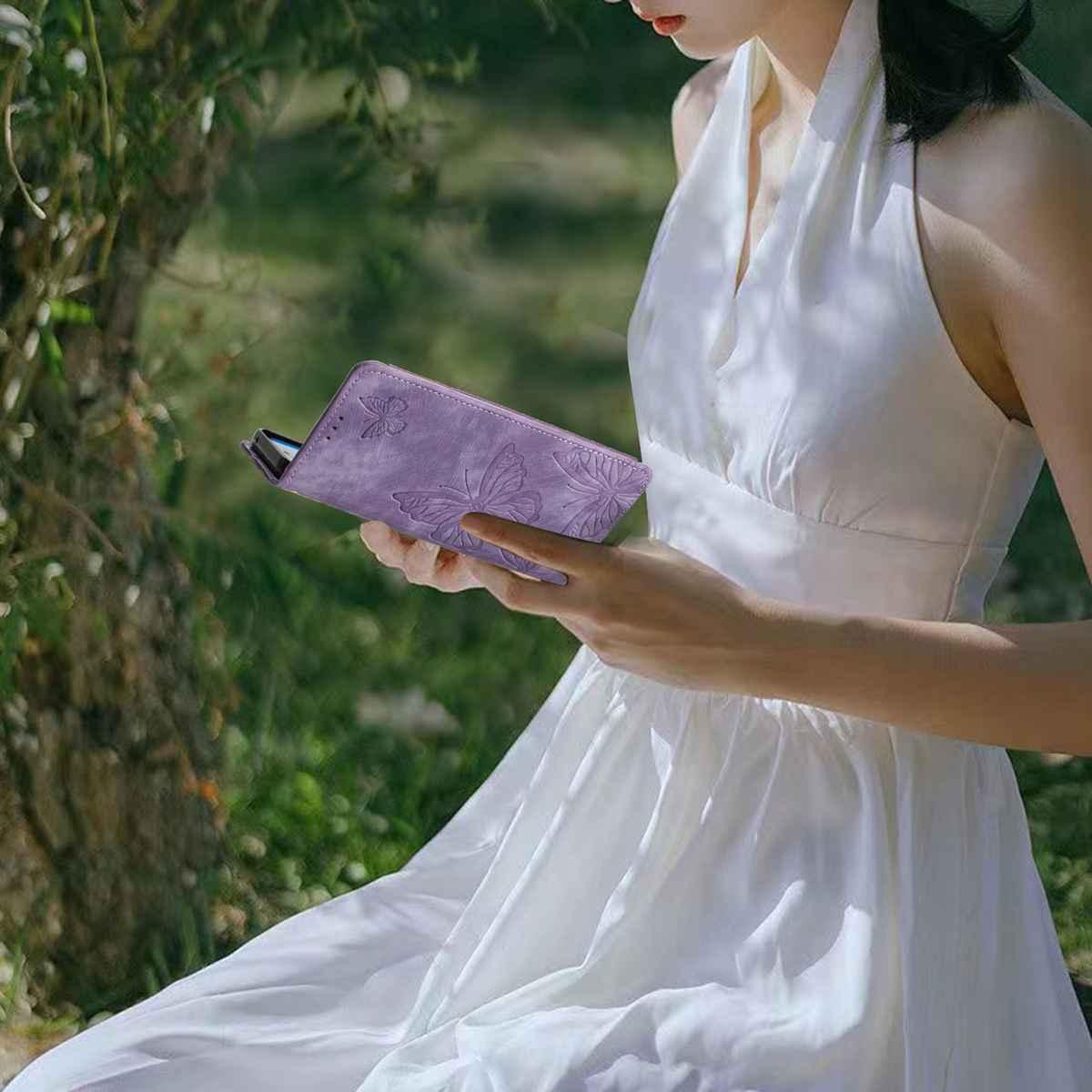 For-iPhone-17-Pro-Max-Skin-feel-Embossed-Butterfly-Leather-Phone-Case(Purple)