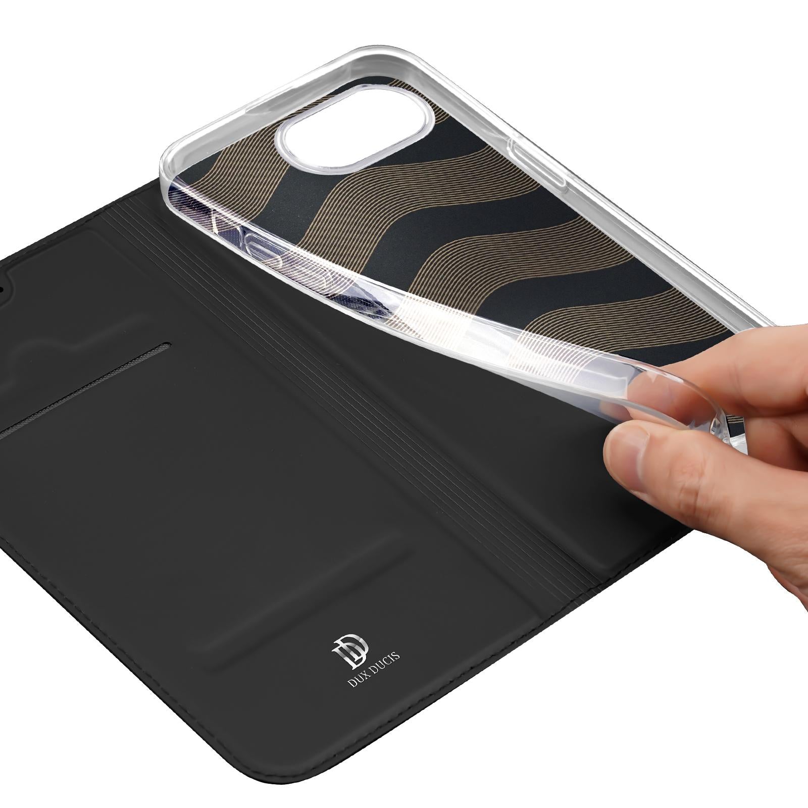 For-iPhone-17e-/-16e-DUX-DUCIS-Skin-Pro-Series-Flip-Leather-Phone-Case(Black)