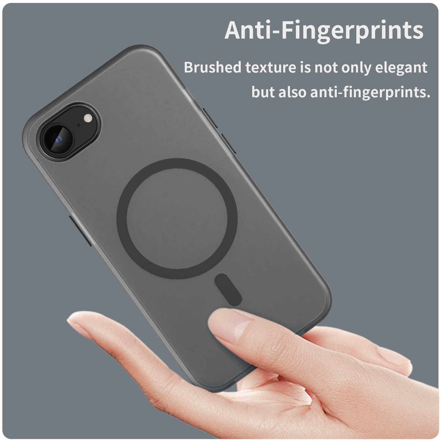 For-iPhone-17e-/-16e-MagSafe-Frosted-Translucent-TPU-+-PC-Full-Coverage-Phone-Case(Black)