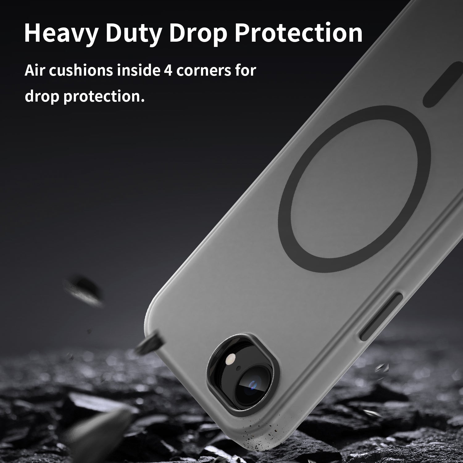 For-iPhone-17e-/-16e-MagSafe-Frosted-Translucent-TPU-+-PC-Full-Coverage-Phone-Case(Black)