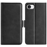 For-iPhone-17e-/-16e-Dual-side-Magnetic-Buckle-Horizontal-Flip-Leather-Phone-Case(Black)