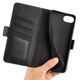 For-iPhone-17e-/-16e-Dual-side-Magnetic-Buckle-Horizontal-Flip-Leather-Phone-Case(Black)