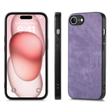 For-iPhone-17e-/-16e-Vintage-Leather-PC-Back-Cover-Phone-Case(Purple)