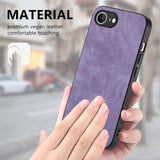 For-iPhone-17e-/-16e-Vintage-Leather-PC-Back-Cover-Phone-Case(Purple)