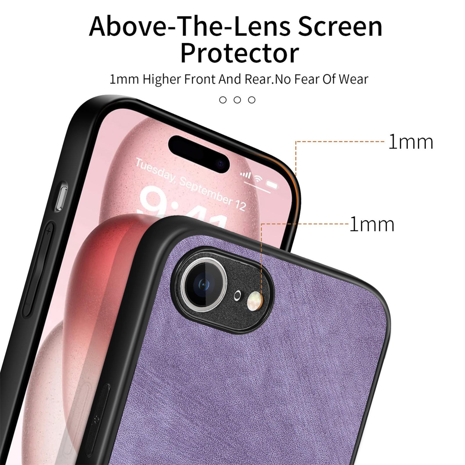 For-iPhone-17e-/-16e-Vintage-Leather-PC-Back-Cover-Phone-Case(Purple)