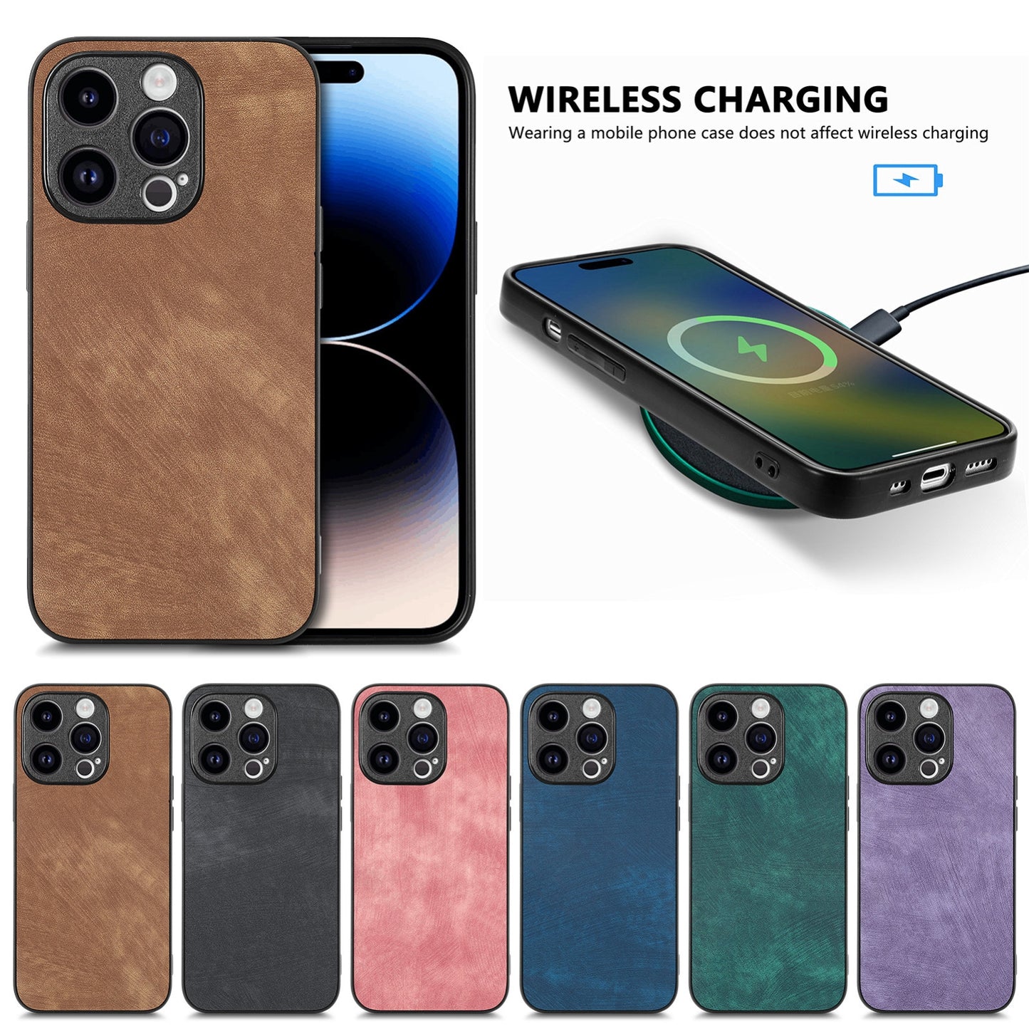 For-iPhone-17e-/-16e-Vintage-Leather-PC-Back-Cover-Phone-Case(Purple)