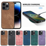 For-iPhone-17e-/-16e-Vintage-Leather-PC-Back-Cover-Phone-Case(Purple)