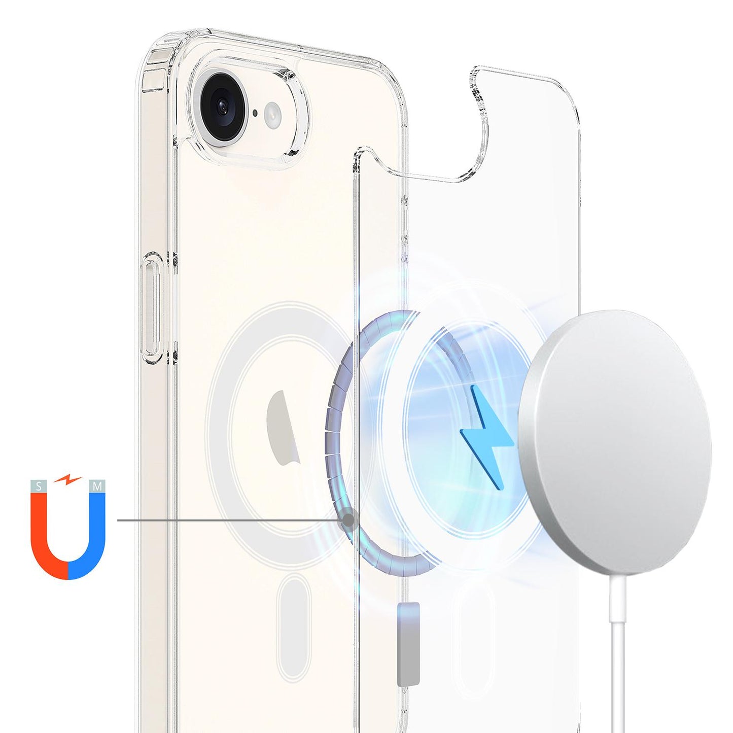 For-iPhone-17e-/-16e-Magsafe-Scratchproof-Acrylic-TPU-Phone-Case(Transparent)
