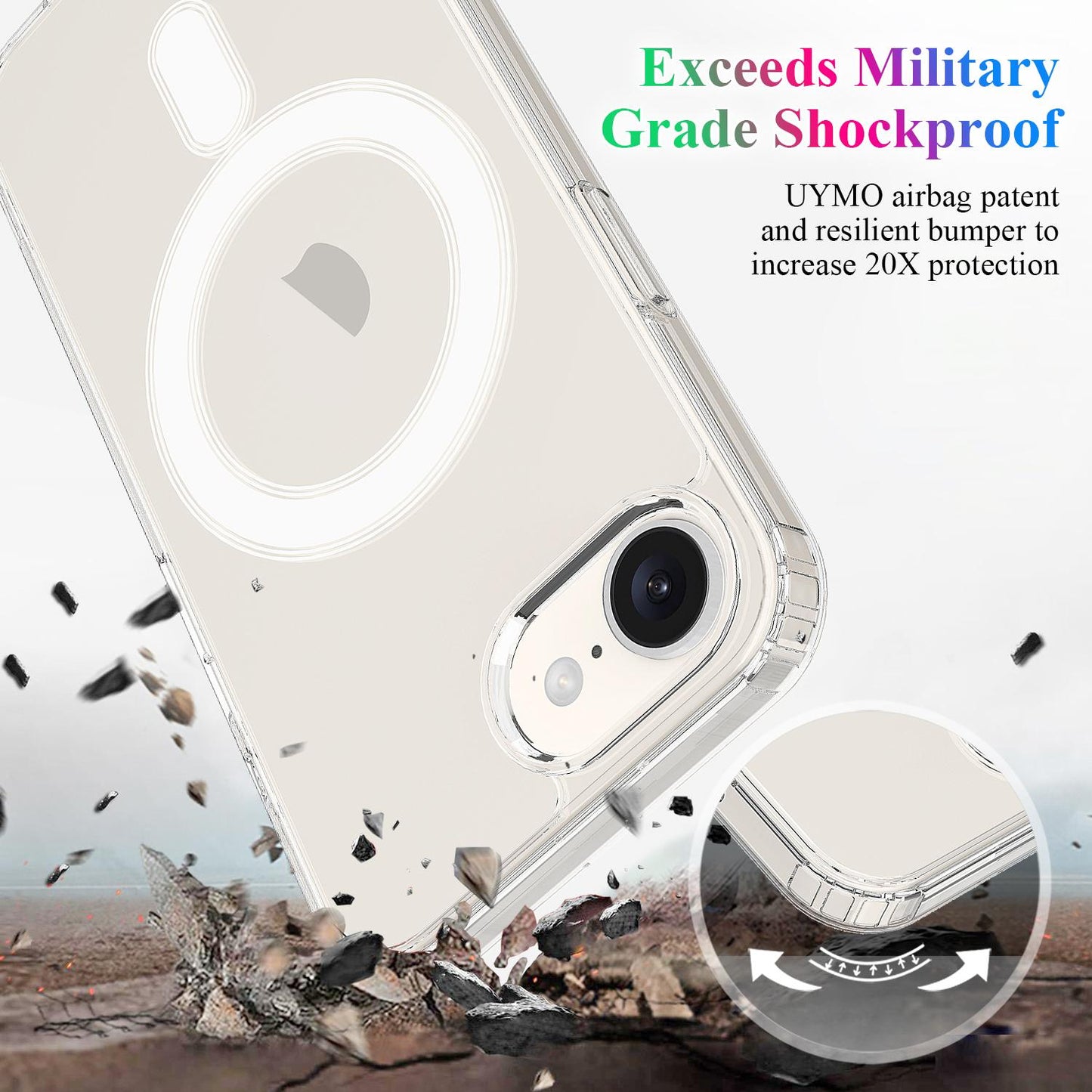 For-iPhone-17e-/-16e-Magsafe-Scratchproof-Acrylic-TPU-Phone-Case(Transparent)