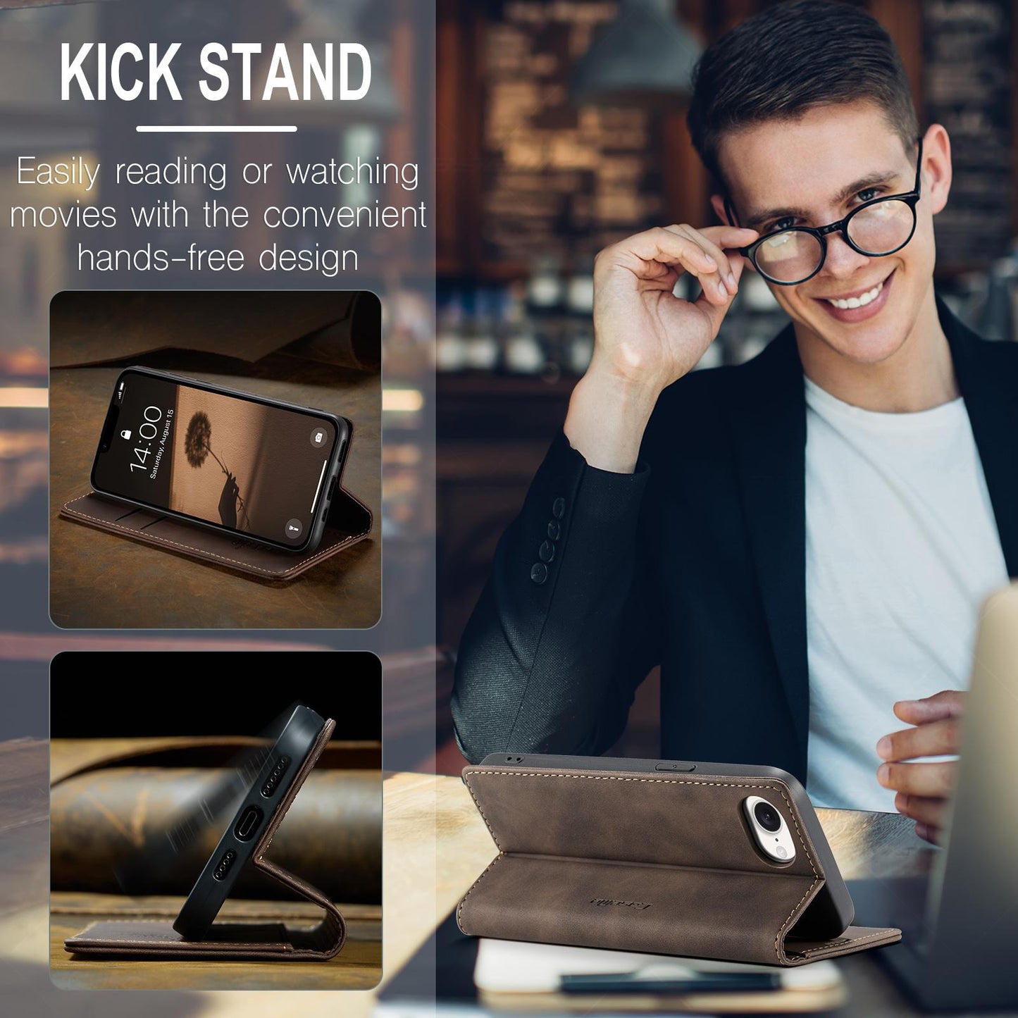 For-iPhone-17e-/-16e-CaseMe-013-Multifunctional-Horizontal-Flip-Leather-Phone-Case(Coffee)