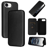 For-iPhone-SE-2024-Carbon-Fiber-Texture-Flip-Leather-Phone-Case(Black)