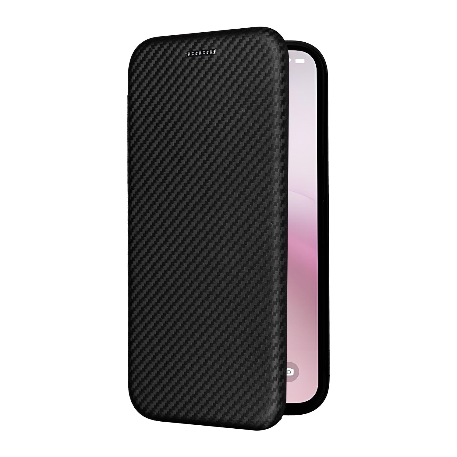 For-iPhone-SE-2024-Carbon-Fiber-Texture-Flip-Leather-Phone-Case(Black)